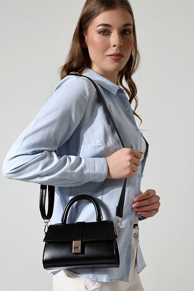Moda azza GEANT DE UMAR DE DAMA NEGRU CU DETALII MINI CATARAMA