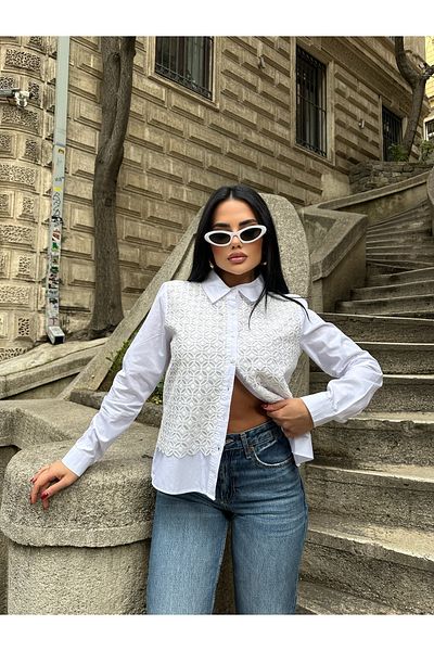 LB Laluna Butik Cămașă albă din dantelă de damă