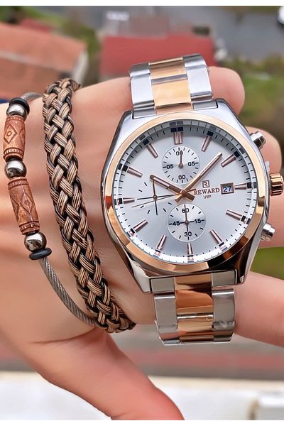 Reward Brand Rose Silver Color Inner Functions Active Men Wrist Watch