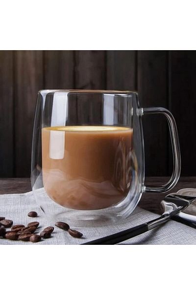 STOREMAX Sellbuystore Pieces Double Wall Glass Mug 250 ml Double Wall Glass Mug Double Wall 105351