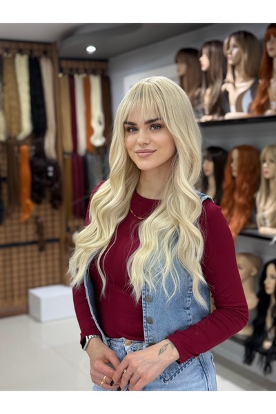 Fenomen Peruk Platin Kahkülü Dalgalı Peruk Model - Gerçek Saç Dokusunda