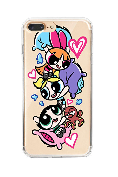 moonset Iphone 7 Plus / 8 Plus Uyumlu Powerpuff Girls Tasarımlı Baskılı Şeffa...