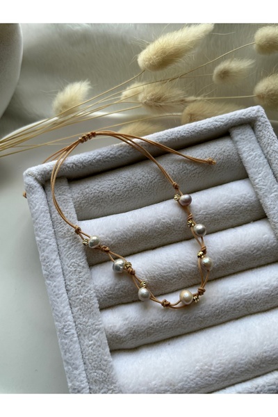 PelvedDesign سوار وخلخال من اللؤلؤ الحقيقي الحد الأدنى قابل للتعديل