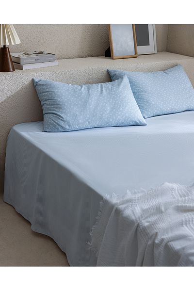 Madame Coco Marlie Double Cotton Sheet Set - Blue