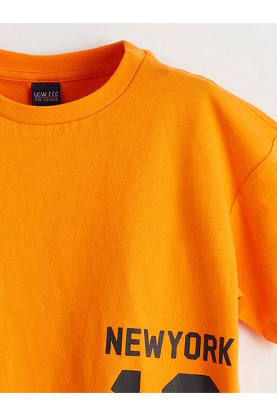 LC Waikiki New Season Crew Neck New York Printed Boys' T-Shirt - S5H449Z4