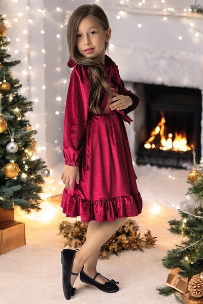 QUB CLUB Girl's Velvet Birthday Christmas New Year New Year, Party, Wedding Dress