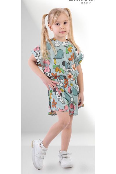 Alinna Girl's Salopet - Minie Mouse Patterned, Summer Casual Jumpsuit