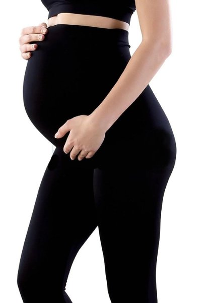 Momslab Colanți de maternitate negri, casual, confortabili, cu talie ajustabilă, din bumbac, pentru recuperare post-natală.