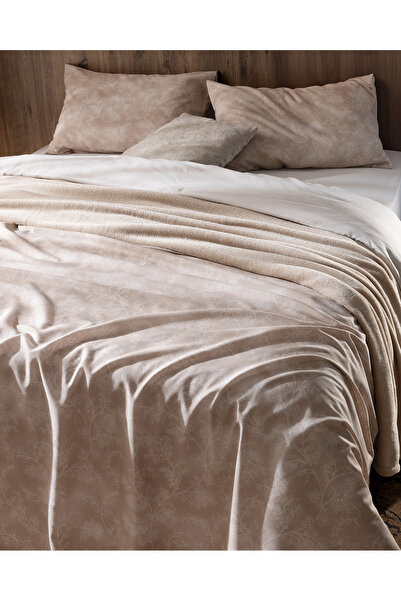 Madame Coco Viena Pamuklu Tek Kişilik Battaniye Seti - Bej