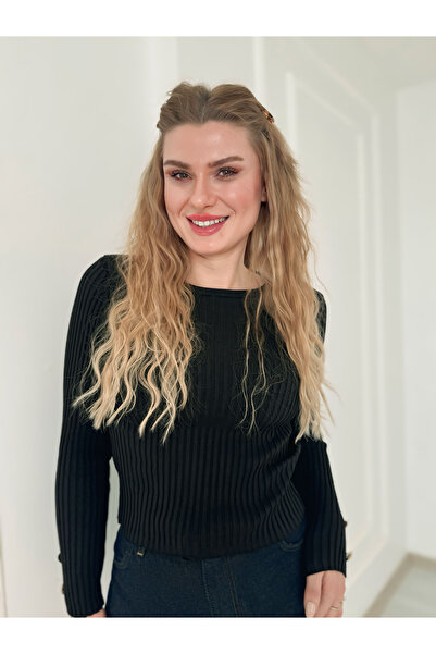 Store Gold Düğme Detaylı Çelik Triko