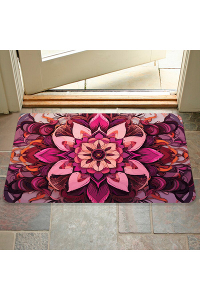 M&H Quality Digital Printed Floral Pattern Decorative Door Front and Indoor Mat Washable Non-Slip Base
