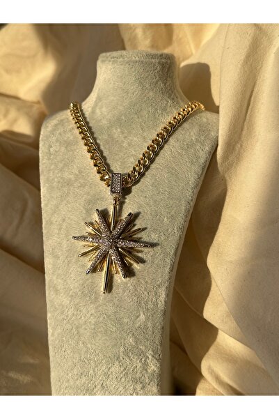 TarzımHane Vip Seri Gold Şimal Yıldızı Taş Detaylı Kolye