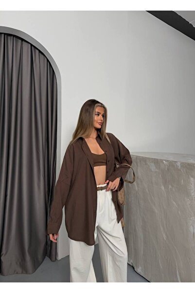 İLKCET MODA Dámská košile Modal Fabric Oversize