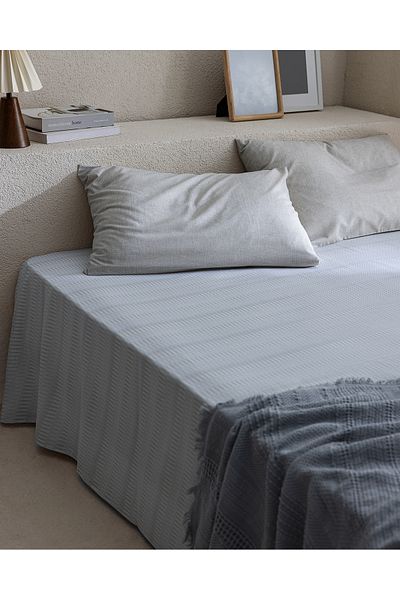 Madame Coco Delrico Beige Single Cotton Bed Sheet Set