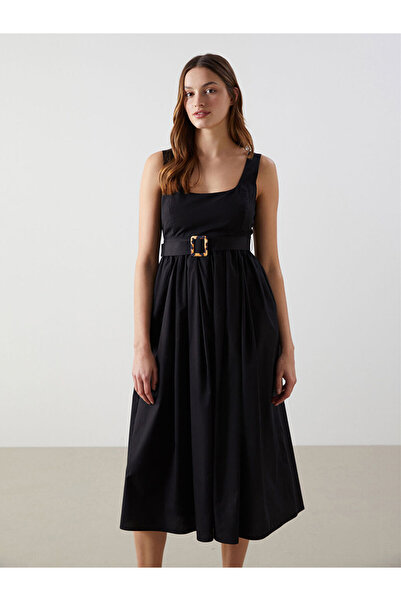 LC Waikiki فستان RMZ GİYİM FARKIYA U من قماش البوبلين ذو ياقة روبا