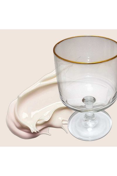 Paşabahçe 300 Cc Magnolia Ice Cream Presentation Cup - Gilded, Standing Dessert, Glass Set of 6