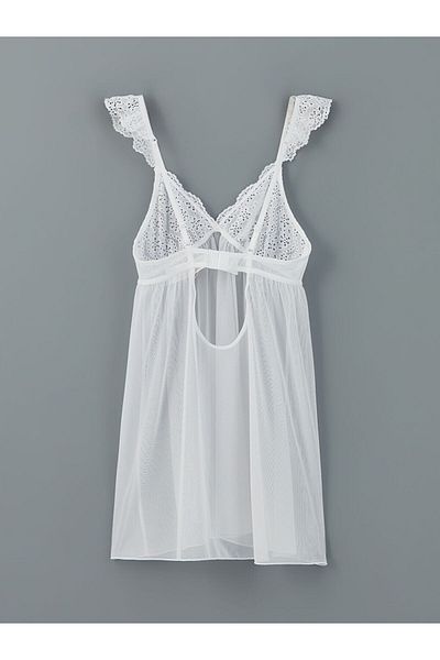 LC Waikiki New Season V-Neck Lace Detailed Women's Fancy Nightdress - S5G220Z8