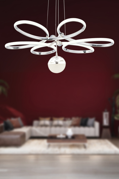 Dekorluna Rose Krom Modern Sarkıt Beyaz Işık Led Avize Salon Mutfak Oda Hol Ledli Avize