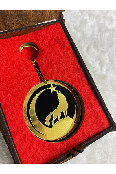 bozkurt anahtarlık pleksi ülkücü anahtarlık (gold renk)