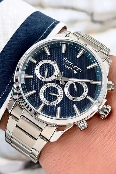Ferrucci Men's Watch Zmfer086, Mineral Glass and Steel Band & Case