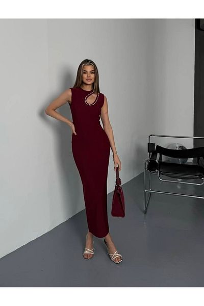 İLKCET MODA Γυναικείο φόρεμα Damla με λεπτή εφαρμογή από πέτρα