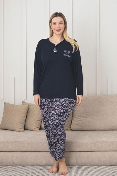Farya Home X-Dreamy Plus Size Viscose Print Long Sleeve Pajamas Set
