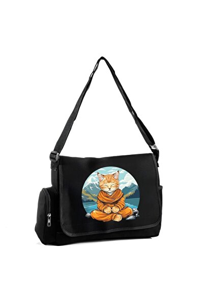 weywot Geantă Messenger Relaxing Cat Cute Design Special cu Buzunare