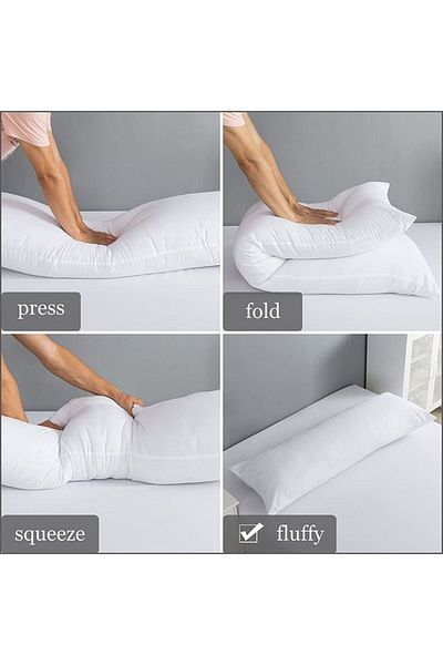 soufa dibaj Long Sleeping Pillow Microfiber - White 150x50cm