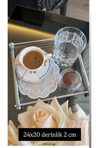innossa pleksi dekorasyon Silver Pipe Handle Brass Plated Presentation Tray