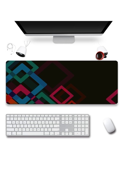 SonicTouch Pătrate colorate Black Gamer Gamer Mouse Pad pentru tastatură rezi...