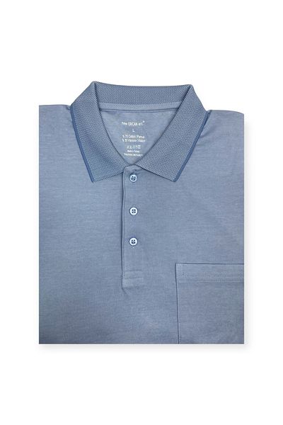 Sadık Collection Μπλουζάκι Ercan Plus Size Polo με κοντό μανίκι τσέπη γαλάζιο χρώμα 0170