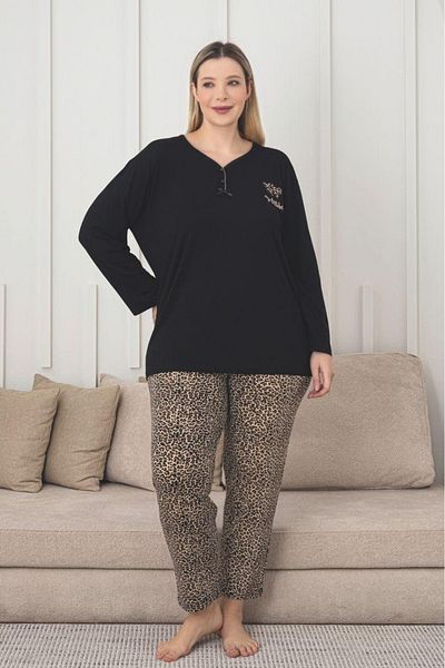Farya Home X-Dreamy Plus Size Viscose Print Long Sleeve Pajamas Set