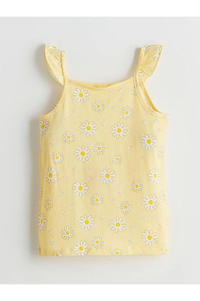 LC Waikiki Lcw Eco Yellow Strap Floral Girls' Undershirt and Shorts Set of 2