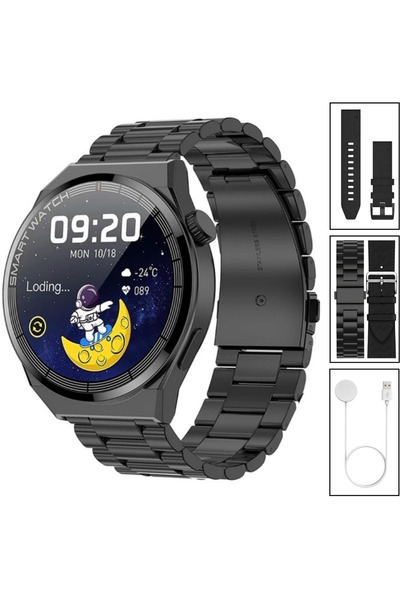 SONREİR Watch GT3 Akıllı Saat 46mm Siyah Yuvarlak Kasa, Sesli Görüşme, Android, Huawei,iPhone Uyumlu 8,9,10