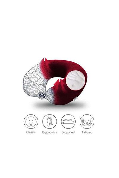 House One Velvet Neck and Travel Pillow 30x25x10 cm - Burgundy