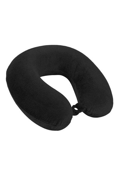 soufa dibaj Velvet Neck and Travel Pillow 30x25x10 cm - Black