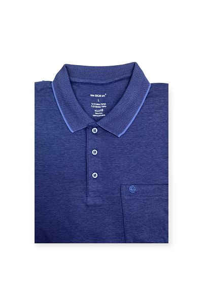 Sadık Collection Μπλουζάκι Ercan Plus Size Polo με κοντό μανίκι τσέπη Indigo 0170