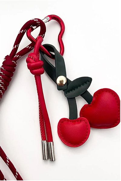 mos&more Red Cherry Bag Ornament Accessory Keychain, Car Ornament, Bag Charm