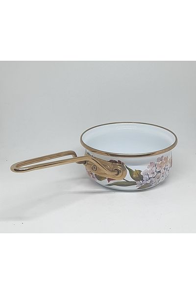 Avşar Enamel House - 16 cm Diameter, 900 Ml, Floral Pattern Sauce Bowl, Milk Bowl and Egg Boiling