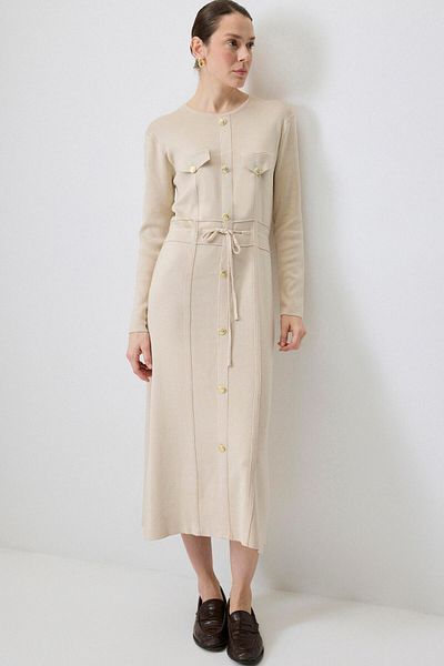 Touché Privé GOLD BUTTONED KNIT DRESS
