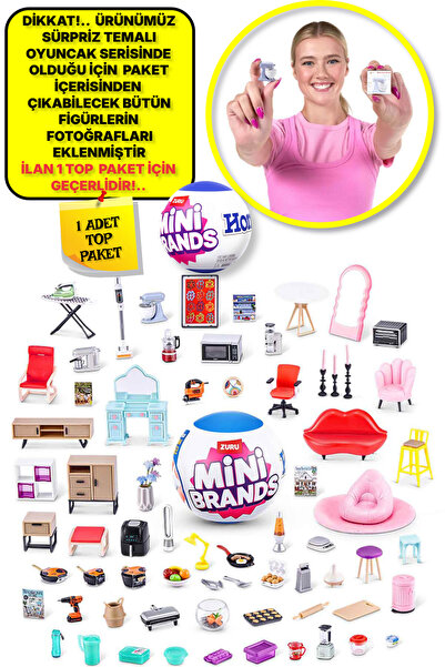TOYFEST 1 Adet Mini Brands Mini Home Ev Eşyası Sürpriz Fügürleri Top Paket - 1 Adet
