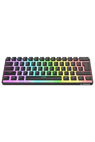 Rampage Radiant K11 Siyah Type-c Bağlantı RGB Puding Tuş Mekanik Red Switch US Gaming Oyuncu Klavye