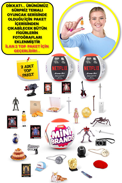 TOYFEST 2 Adet Mini Brands Mini Netflix Sürpriz Figürleri Top Paket - 2 Adet