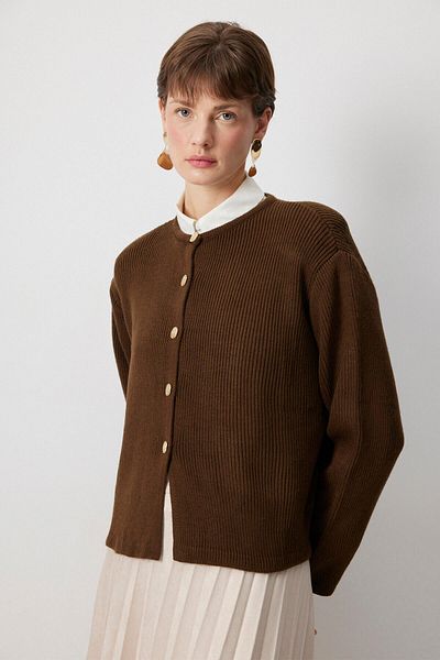 Touché Privé Gold Button Short Cardigan