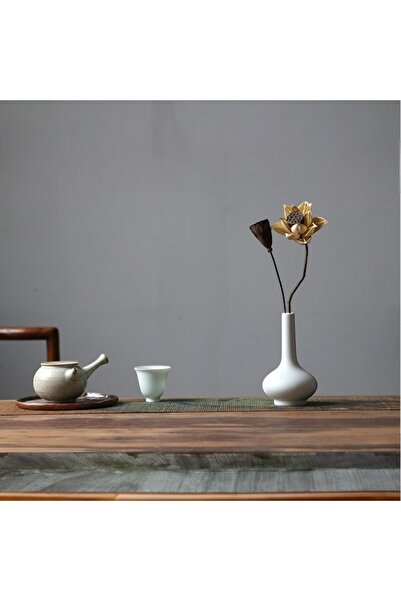 Binbirdemet Ρετρό Φλάουτο Μίνι Κεραμικό Βάζο Λευκό