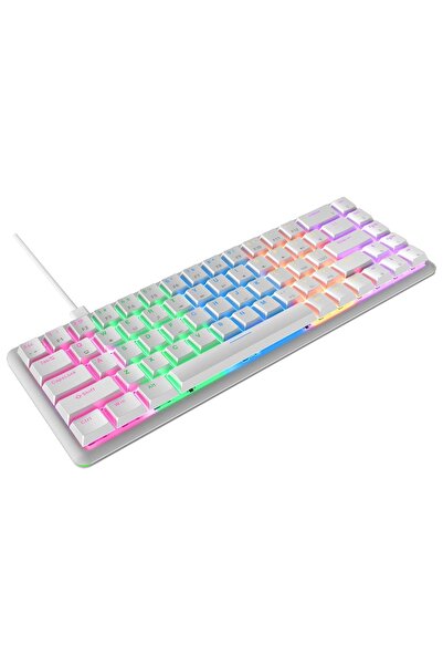 Rampage Rebel Beyaz Low Profile Blue Switch US Layout Rainbow Mekanik Gaming Oyuncu Klavye