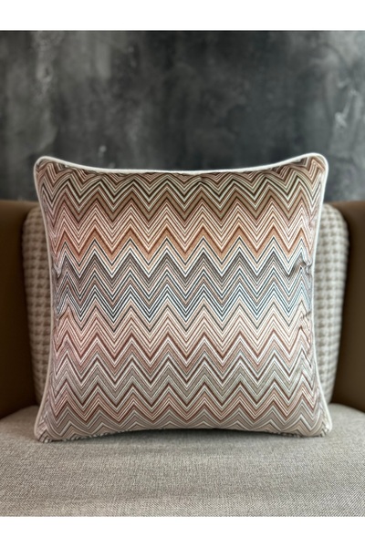 Fabricland غطاء وسادة من الحرير المخملي المستورد بنمط ميسوني مقاس 43 × 43 سم (نمط مزدوج الجوانب)