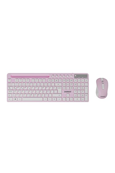 Everest Km-730 Pembe/ Beyaz Kablosuz Q Multimedia Klavye Mouse Set