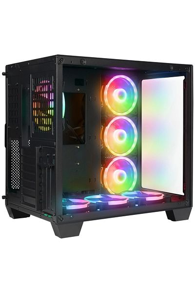 Rampage Icewave Black Tempered Glass Mid-T Gaming Gaming Case
