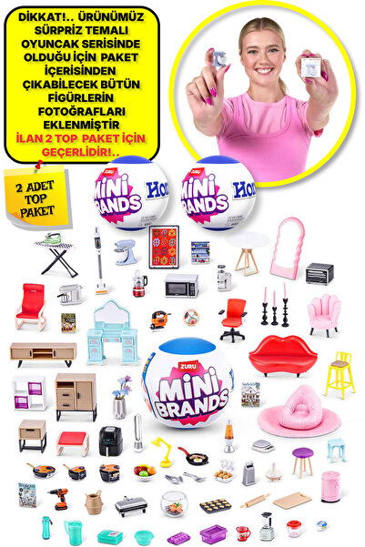 TOYFEST 2 Adet Mini Brands Mini Home Ev Eşyası Sürpriz Fügürleri Top Paket - ...
